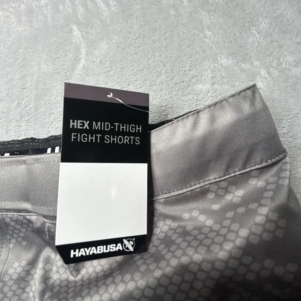 Hayabusa Hex Mid Thigh Fight Shorts Mens XL Gray MMA Training Athletic NWT